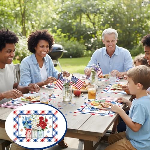 Eaasty 50 Pcs Patriotic Floral Paper Placemats 4th of July Table Mats - Image 6