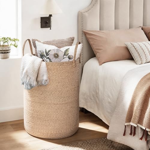 MEGASKET Large Woven Laundry Basket, 80L Tall Blanket Storage - Image 5