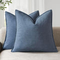 Foindtower Linen Solid Decorative Throw Pillow Covers 22x22 Inch Dark Blue by Foindtower