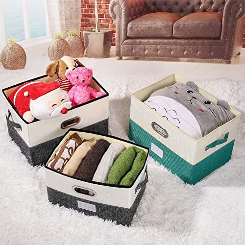 Large Linen Fabric Foldable Storage Bins - Image 3