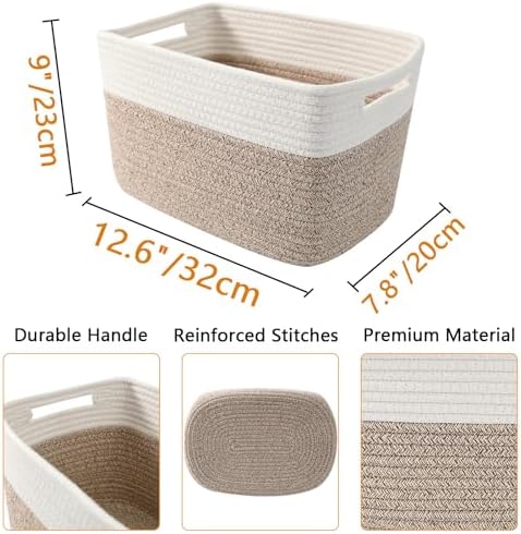6 Pack Woven Rope Baskets, 12.6"×9"×7.8" Storage Bins - Image 2