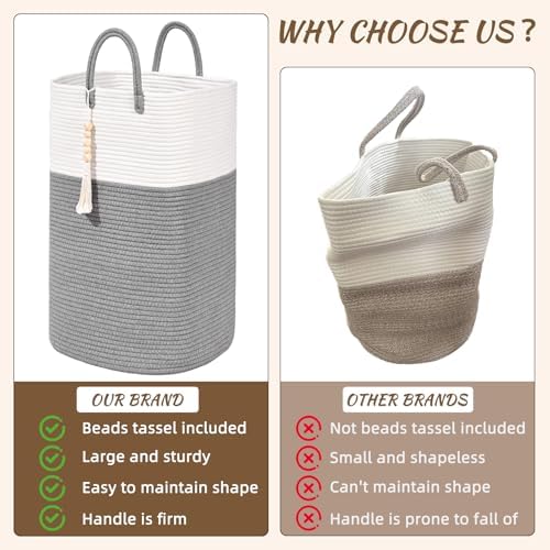 Woven Laundry Basket for Clothes, 80L Large Rectangle Laundry Hampers - Image 3