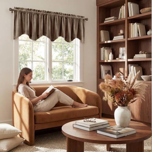 StangH Taupe Scalloped Valance for Windows 52x18 Inch, 1 Panel - Image 3