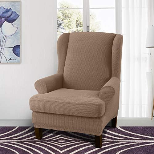 Granbest Premium Water Repellent Wingback Chair Cover 2-Piece High Stretch - Image 2