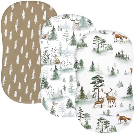 PHF 3 Pack Soft Bassinet Sheets, Woodland Breathable Comfy Cradle Sheets by PHF
