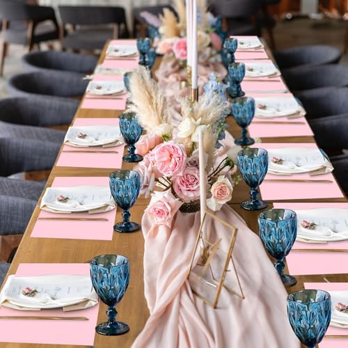 Fullhawl 60 Pcs Pink Paper Placemats, Disposable Rectangular Table Setting Mats - Image 7