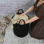 XUANGUO Black Cotton Rope Laundry Basket Hamper - Image 3