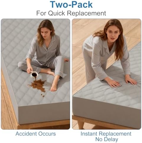 2Pack Waterproof Crib Mattress Protector, Cotton 52X28 Fitted Crib Sheets Crib - Image 3