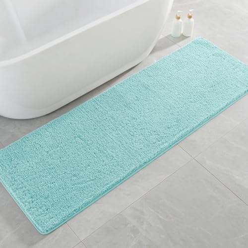 Polyester Bathroom Runner Rug 24"x72" Aqua Haze, Soft Bath Mat by Kildoss