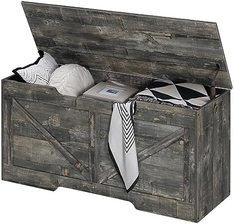 HOOBRO Storage Bench, 39.4” Retro Wooden Storage Chest - Image 5