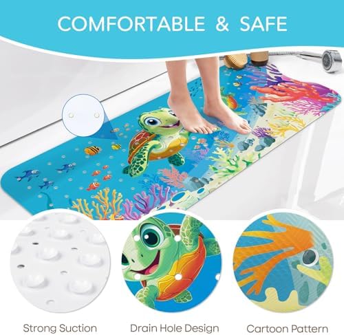 SHUCHING Baby Bath Mat for Tub Non Slip-40x16 Inch, Sea Turtle - Image 5
