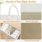 67L Large Woven Blanket Basket, Cotton Rope Baby Laundry Hamper - Image 6
