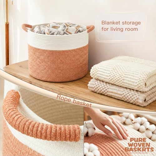 Artfeel 40L Large Cotton Rope Basket, Decorative Woven Blanket Storage - Image 5