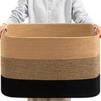 danpinera Large Woven Basket, 108L Large Blanket Basket by danpinera