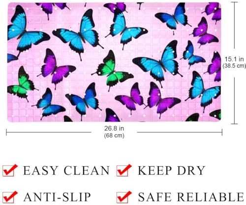 Bathtub Mat Non Slip 26.8x15.1In, Butterflies Bath Mat - Image 4