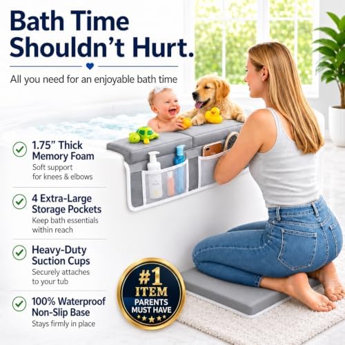 Comfortable Baby Bath Kneeler and Elbow Rest Pad Set, Non-Slip Bathtub Kneeling - Image 3