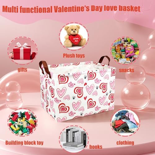 Valentine's Day Basket Gift for Empty Cute Heart Large Storage Bin for Kid and - Image 6