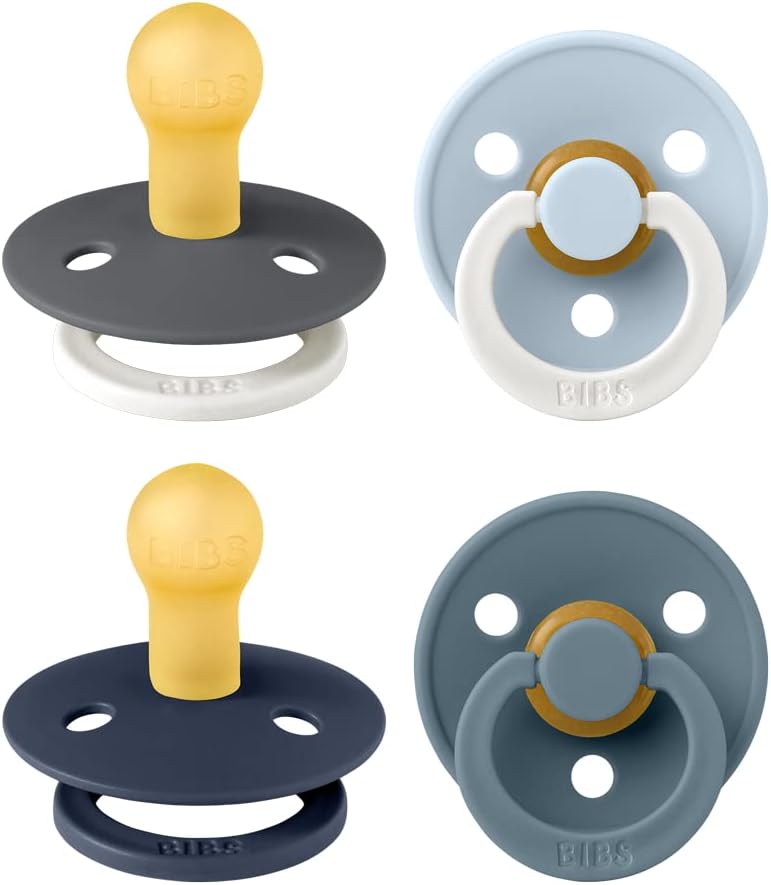 BIBS Color Pacifiers 4-Pack | BPA Free Soother Pacifier | Round Nipple | by BIBS