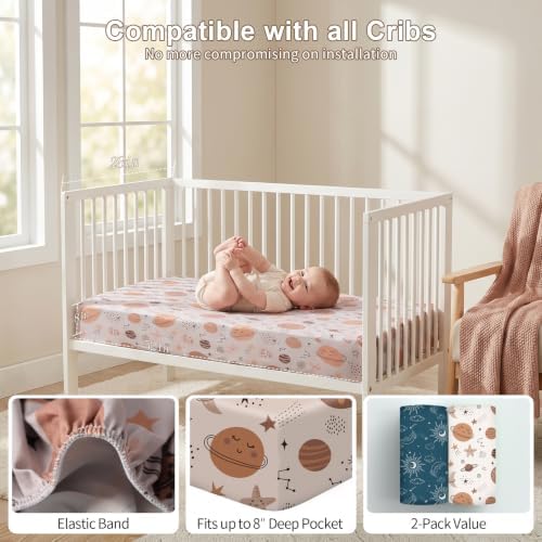 Baby Crib Sheets 2 Pack for Boys and Girls Fit for Standard Crib Toddler - Image 4