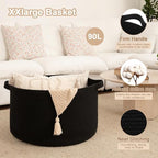 OIAHOMY 90L XXXLarge Blanket Basket Living Room Laundry Basket Black - Image 4