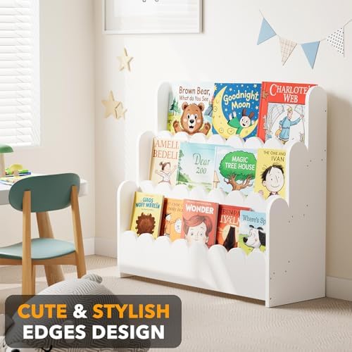 SpaceAid 3-Tier Scalloped Bookshelf, Montessori Bookcase - Image 4