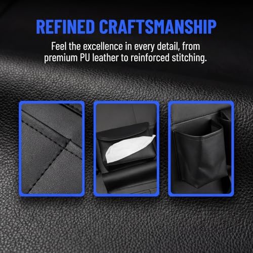 2 Pack PU Leather Premium Car SeatBack Organizer Travel Accessories Kick mats - Image 7