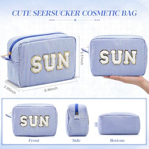 Sanwuta Seersucker Cosmetic Bags Sun Bag Sunscreen Pouch - Image 2