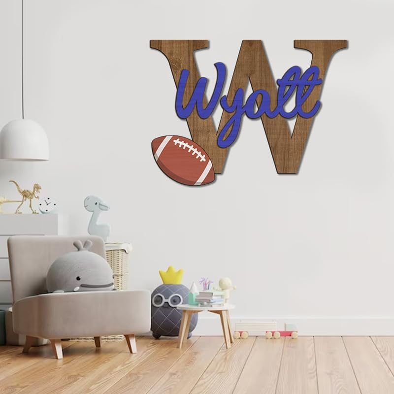 Personalized Football Name Sign, Wooden Monogram Name Sign, 2 Layers of Wood - Image 3