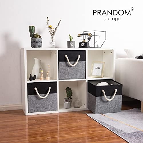 PRANDOM Large Foldable Cube Storage Bins 11x11 inch Fabric Linen Storage - Image 2