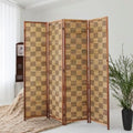 4 Panel Bamboo Room Divider, 5.6 ft Tall Double-Sided Folding Privacy Screen by PawlaBay