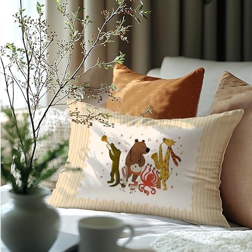 Cute Jungle Animal Band Striped Print Pillow Cover 20x12, Whimsical Animal - Image 6