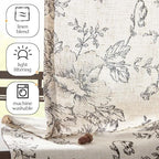 Vangao Floral Valances for Windows Alice Black W50 X 18L 1 Panel - Image 3