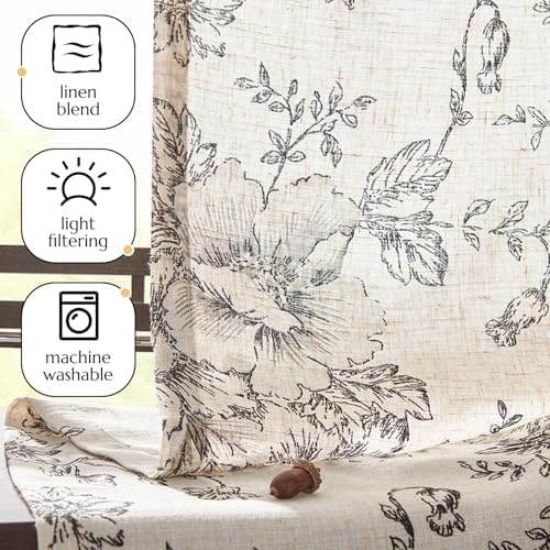 Vangao Floral Valances for Windows Alice Black W50 X 18L 1 Panel - Image 3