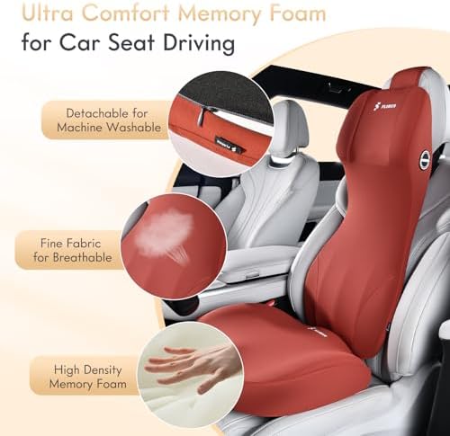 FLORICH Memory Foam Car Seat Cushion and Integrated Neck Pillow Lumbar Support - Image 5