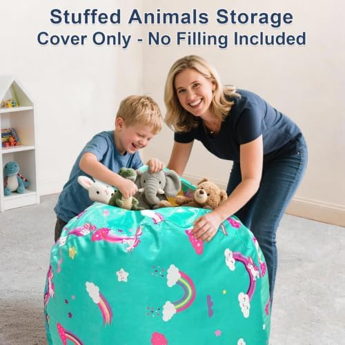 Lukeight Stuffed Animal Storage Bean Bag Chair Cover - Image 4