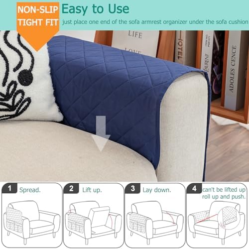 Sofa Armrest Organizer with 6 Pockets, Non-Slip Couch Recliner Armchair Caddy - Image 4