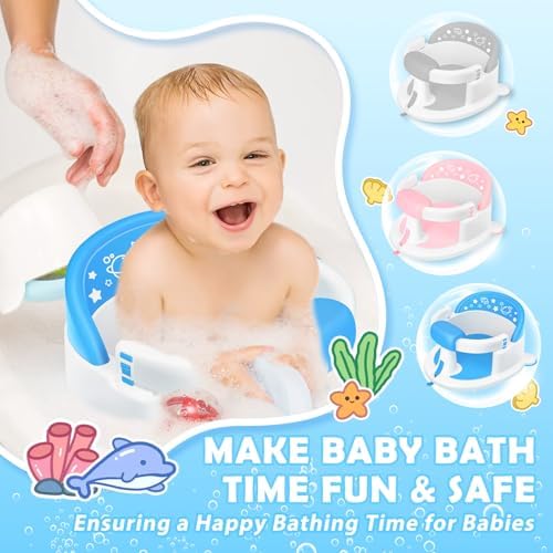 Baby Bath Seat 6M+, Non-Slip Cushion, CPSC Certified, 5-Pc Set - Image 2