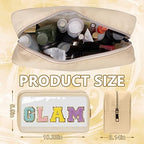 Iqimott Clear Patch Makeup Bag Monogram Pouch, Preppy Personalized Chenille - Image 2