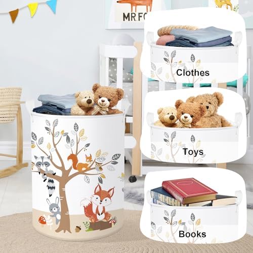 Forest Animals Laundry Hamper Woodland Tree Large Storage Basket Parents - Image 5