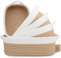 NaturalCozy 5-Piece Rectangle Storage Basket Set- Natural Cotton Rope Woven by NaturalCozy
