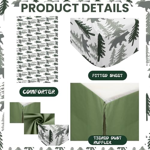 Hahafelt 3 Piece Patchwork Woodland Bear Elk Crib Bedding Set - Image 3