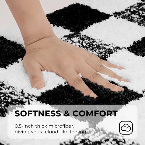 GRANNY SAYS Checkered Black Bathroom Rug, Cute Bath Mat - Image 3