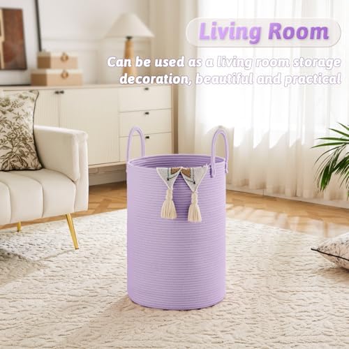 Artfeel Laundry Basket, Woven Cotton Rope Laundry Hamper, 40L - Image 2