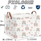 Rectangular Princess Castle Basket, Collapsible girl storage box, Gift Organizer - Image 7