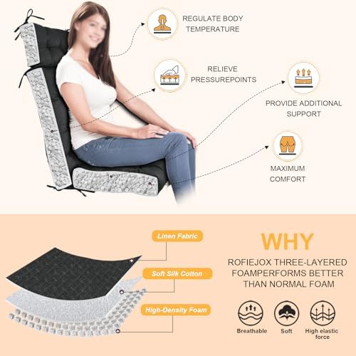 Rocking Chair Cushions Indoor High Back Set - Image 3