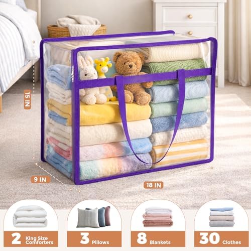 6 Pack Clear Storage Bags for Clothes, 45L Closet Organizers and Storage - Image 2