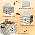 Rustic Soccer Ball Storage Bins Boxes Handles - Image 6