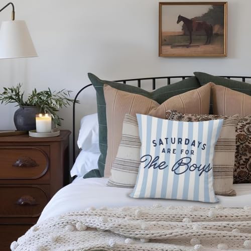 Boys Room Pillow Covers 18x18, Kids Bedroom Decor, Saturdays are - Image 3