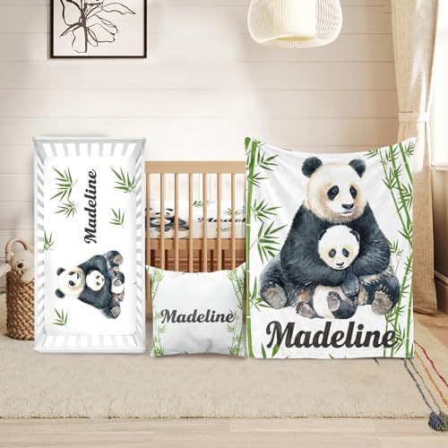 Custom Crib Bedding Set for Boys Girls Gifts Panda Bamboo Color13 by Duckbe