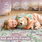 Wonnitar Floral Washable Round Rugs 6ft, Ultra-Thin Non Slip Boho Carpet - Image 4